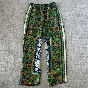 Zara Green and Brown Paisley Patterned Pants